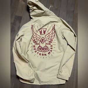 Theory Skate Co Beige Coach Jacket Men’s Medium Hooded Snap Front